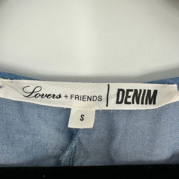 Lovers + Friends Denim Raw Hem Lace Up Dress Tencel Blue Womens Small - Picture 5 of 9